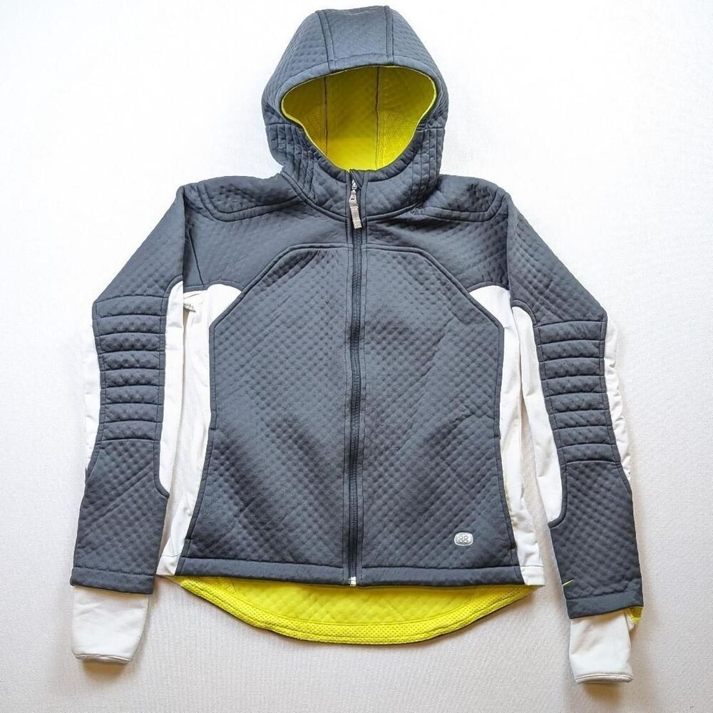 Y2K Nike Sphere Thermal Zipup Hoodie Gray Green Runing Athletic Women's Sz M